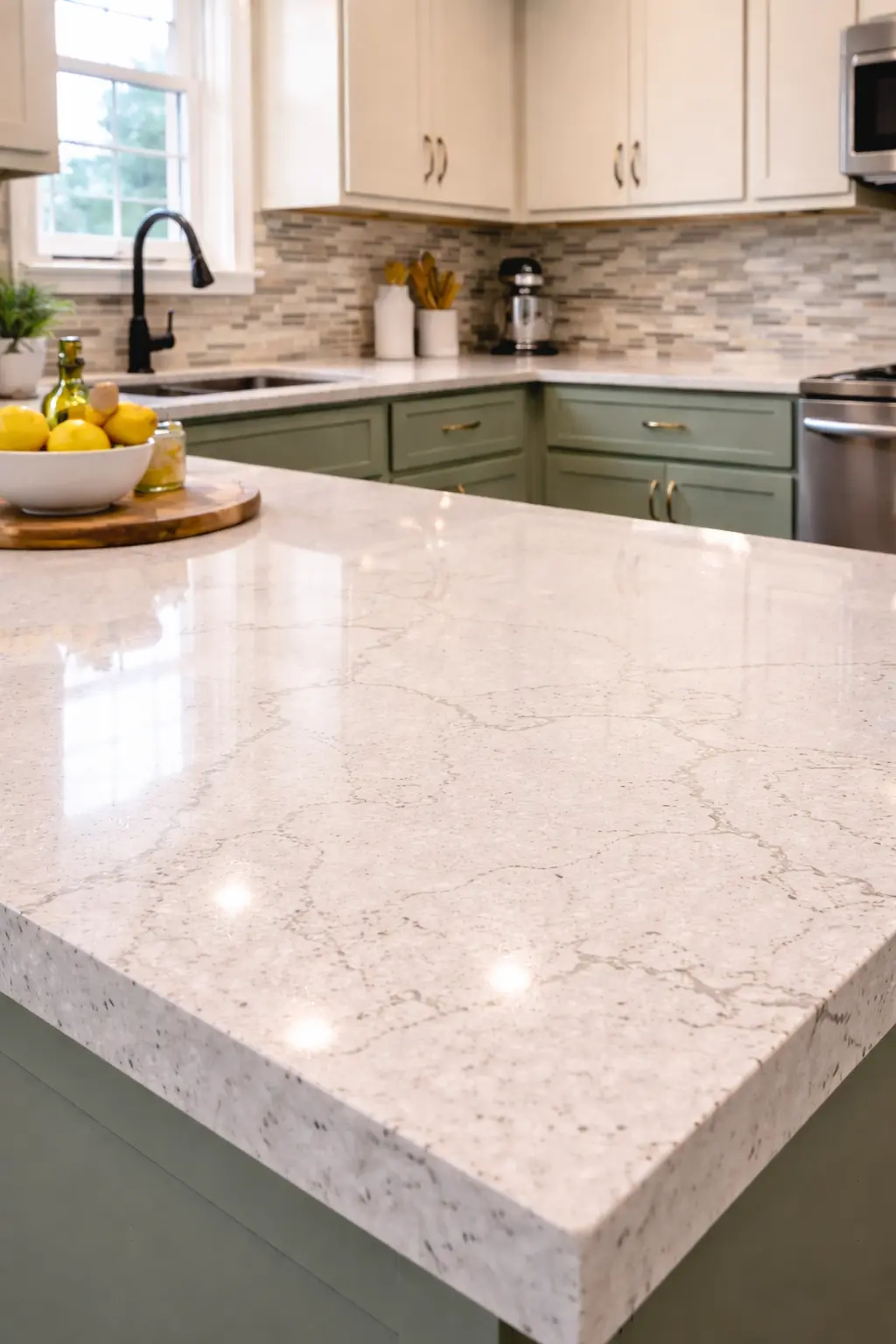 Quartz counter top in white colour in las vegas home