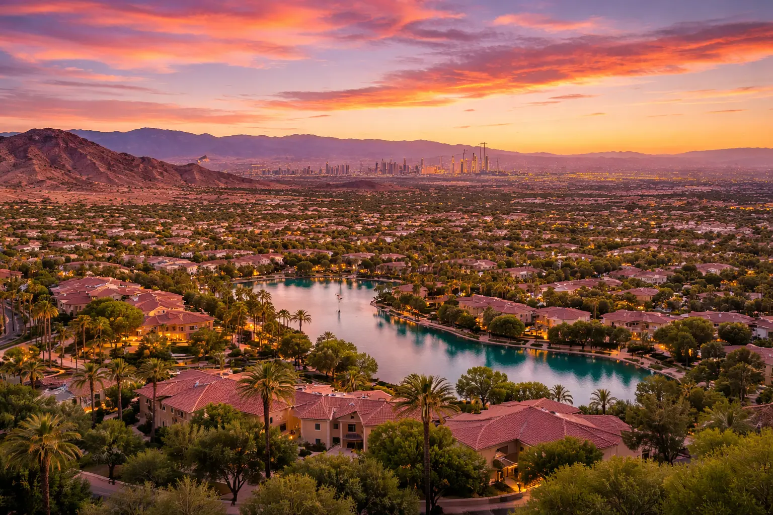 Sunset over Henderson, Nevada landscape