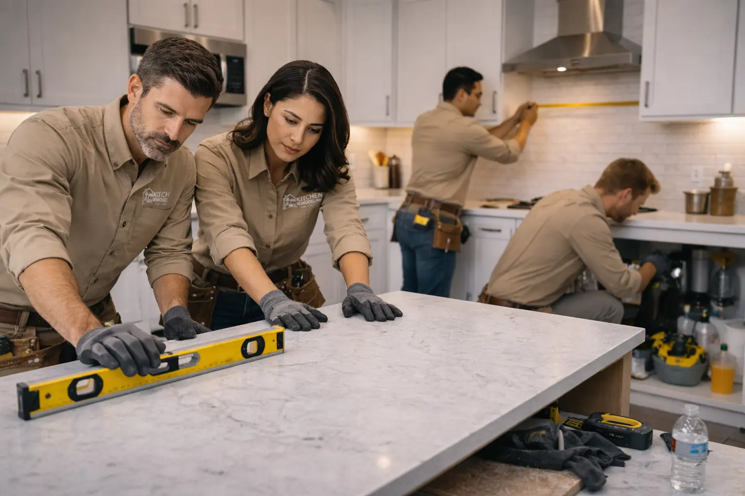 installing countertop in spring valley, las vegas home during full kitchen remodeling